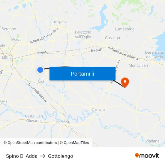 Spino D' Adda to Gottolengo map