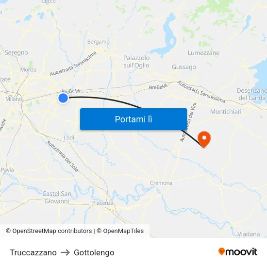 Truccazzano to Gottolengo map