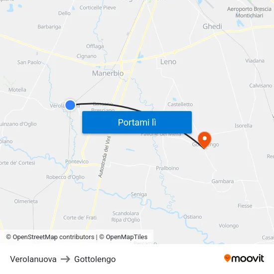 Verolanuova to Gottolengo map