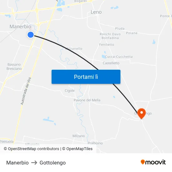 Manerbio to Gottolengo map
