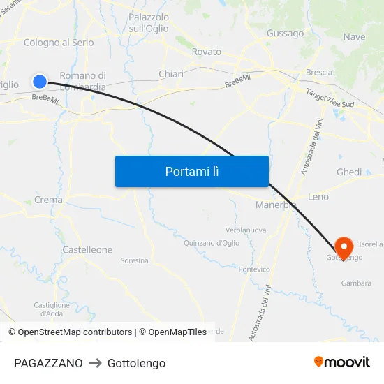 PAGAZZANO to Gottolengo map