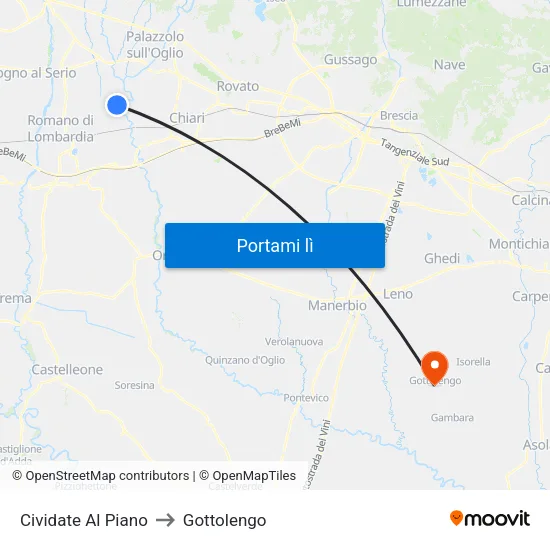 Cividate Al Piano to Gottolengo map