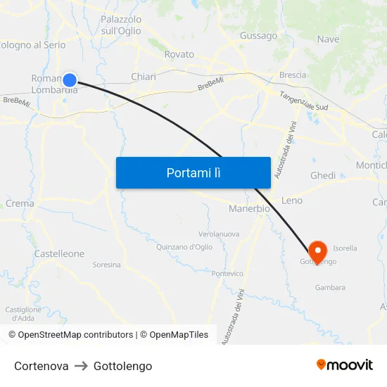 Cortenova to Gottolengo map
