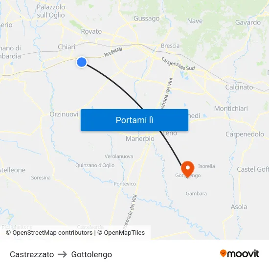 Castrezzato to Gottolengo map