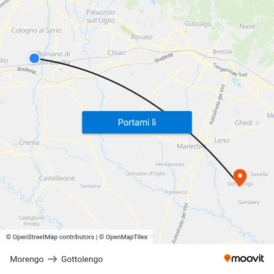 Morengo to Gottolengo map