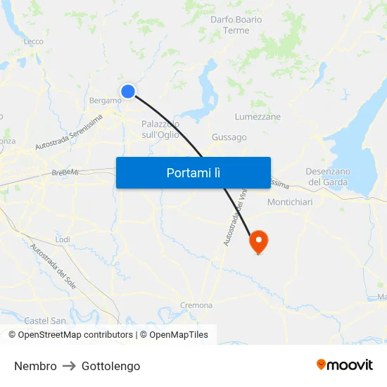 Nembro to Gottolengo map