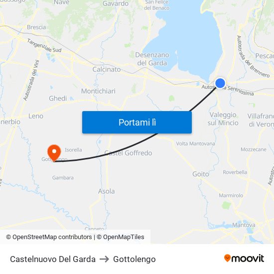 Castelnuovo Del Garda to Gottolengo map