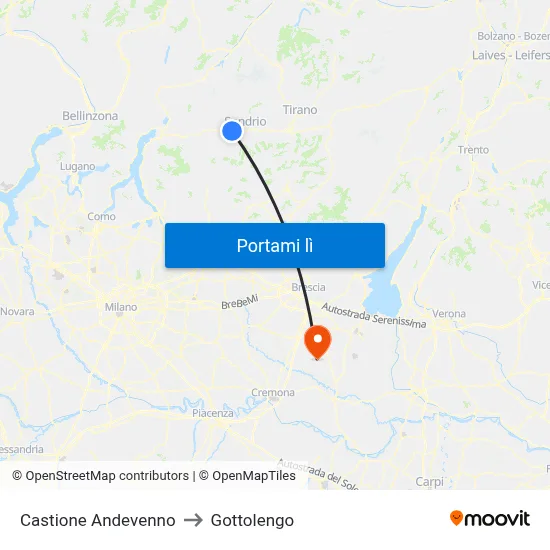 Castione Andevenno to Gottolengo map