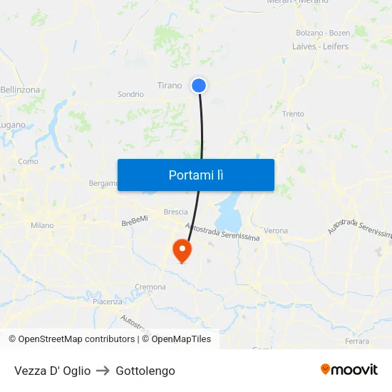 Vezza D' Oglio to Gottolengo map