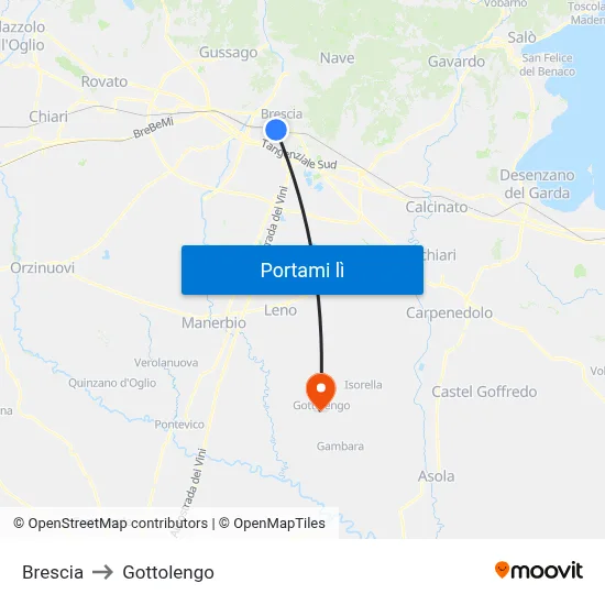 Brescia to Gottolengo map