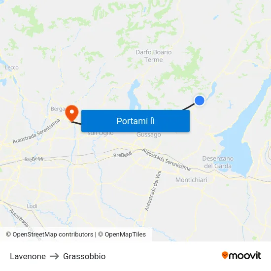 Lavenone to Grassobbio map