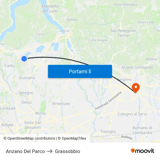 Anzano Del Parco to Grassobbio map