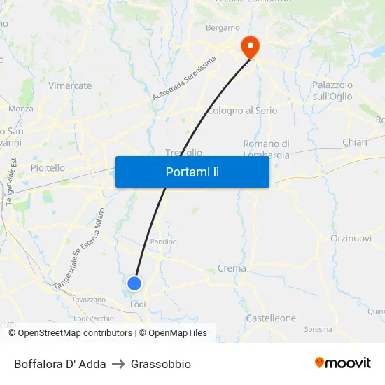 Boffalora D' Adda to Grassobbio map
