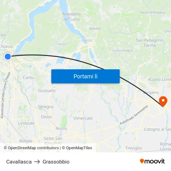 Cavallasca to Grassobbio map