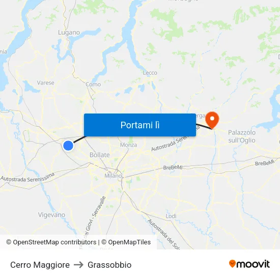 Cerro Maggiore to Grassobbio map