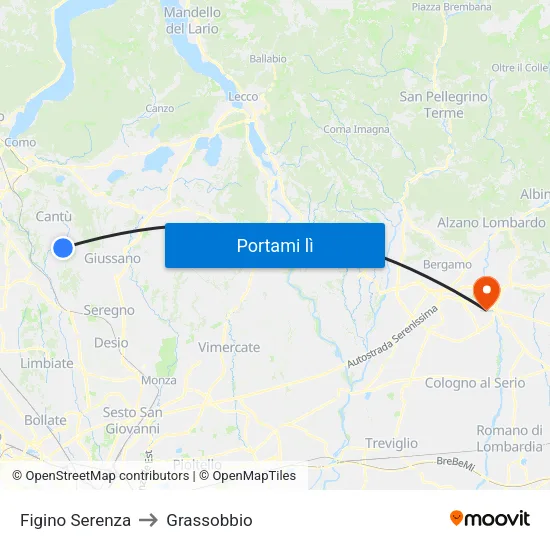 Figino Serenza to Grassobbio map