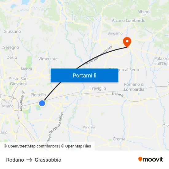 Rodano to Grassobbio map