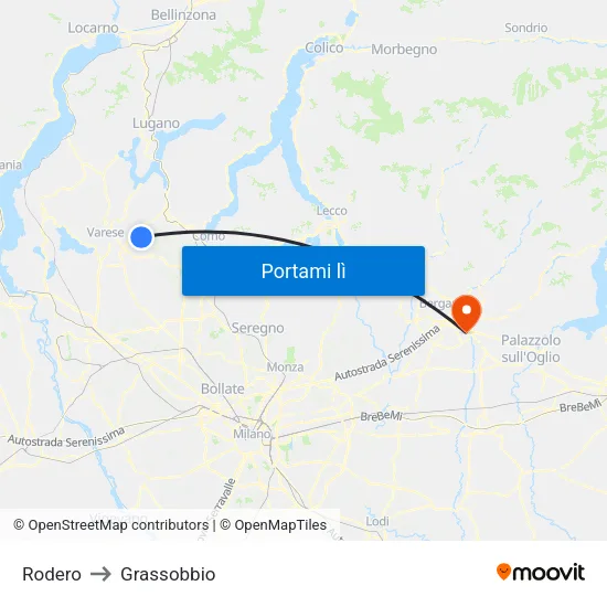Rodero to Grassobbio map