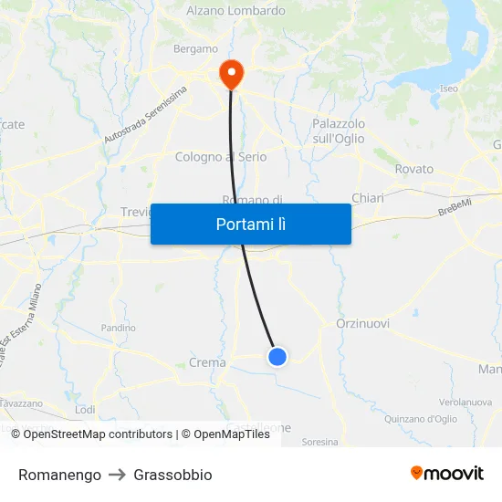Romanengo to Grassobbio map