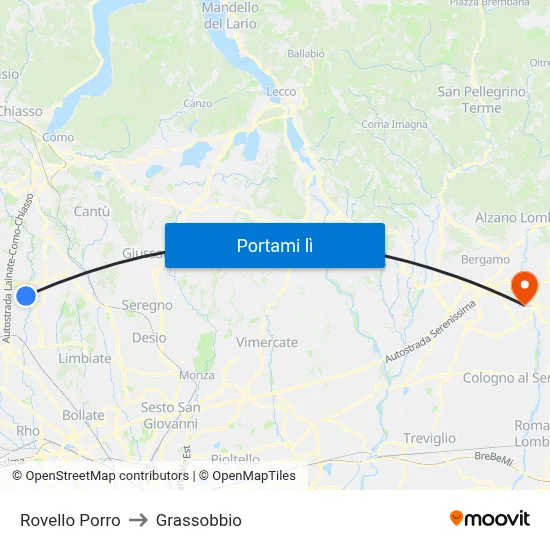 Rovello Porro to Grassobbio map