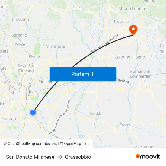 San Donato Milanese to Grassobbio map