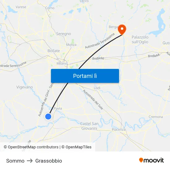 Sommo to Grassobbio map
