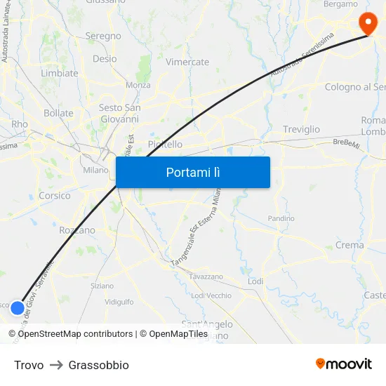Trovo to Grassobbio map