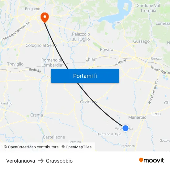Verolanuova to Grassobbio map