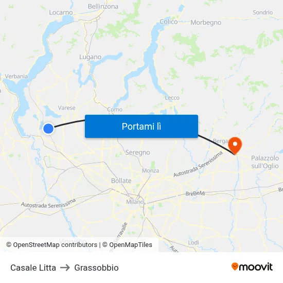 Casale Litta to Grassobbio map