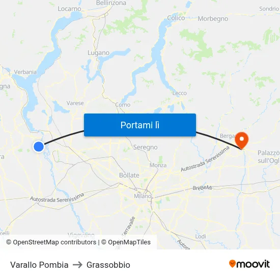 Varallo Pombia to Grassobbio map