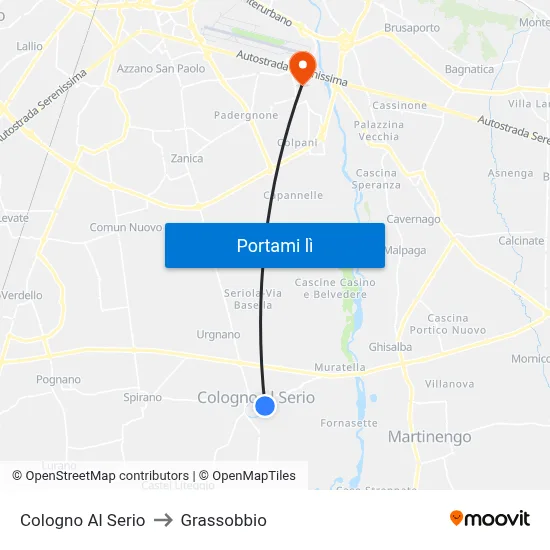 Cologno Al Serio to Grassobbio map