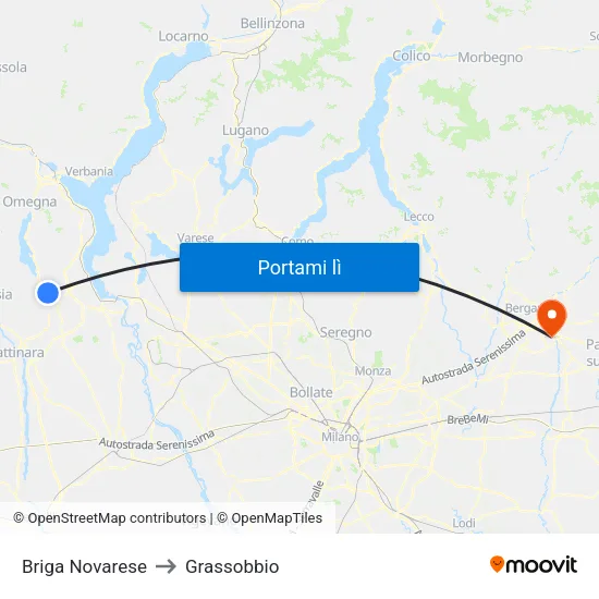 Briga Novarese to Grassobbio map