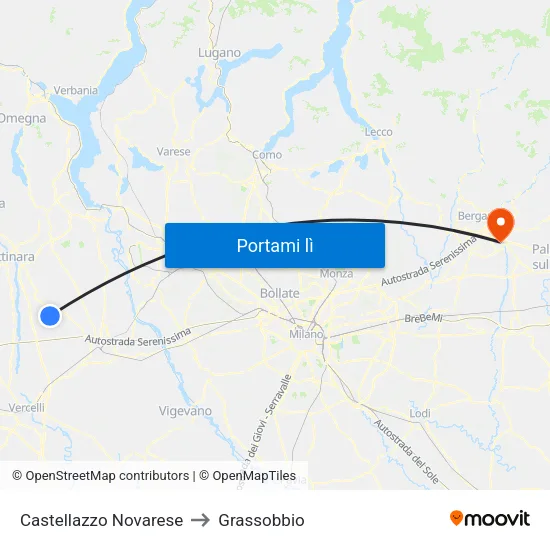 Castellazzo Novarese to Grassobbio map