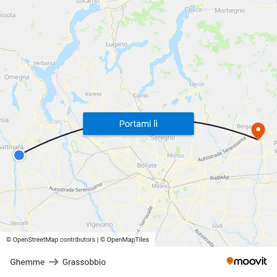 Ghemme to Grassobbio map