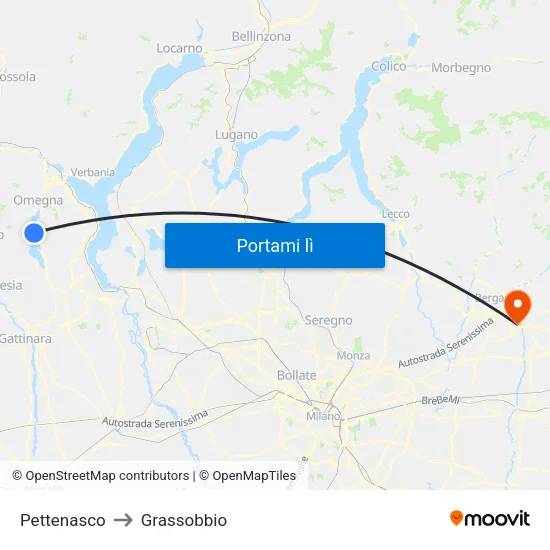 Pettenasco to Grassobbio map