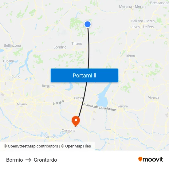 Bormio to Grontardo map