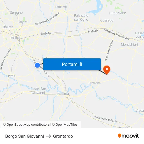 Borgo San Giovanni to Grontardo map