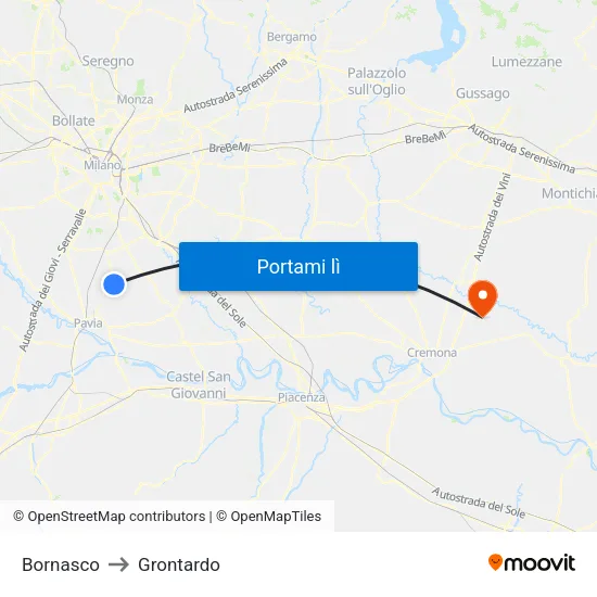 Bornasco to Grontardo map