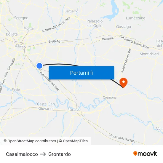 Casalmaiocco to Grontardo map