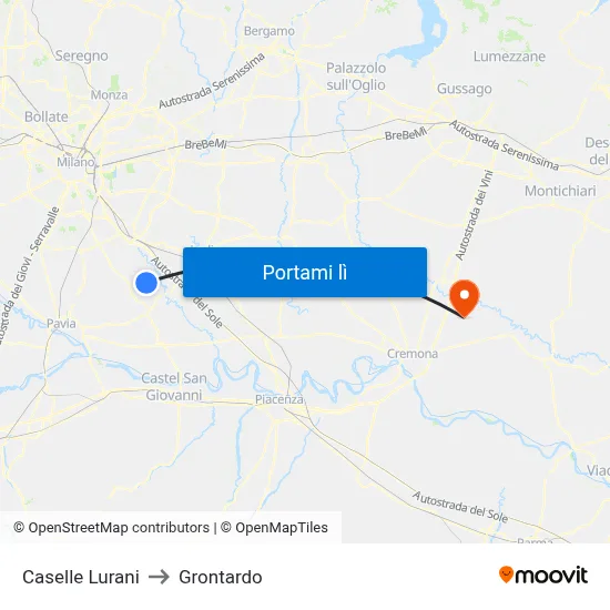 Caselle Lurani to Grontardo map