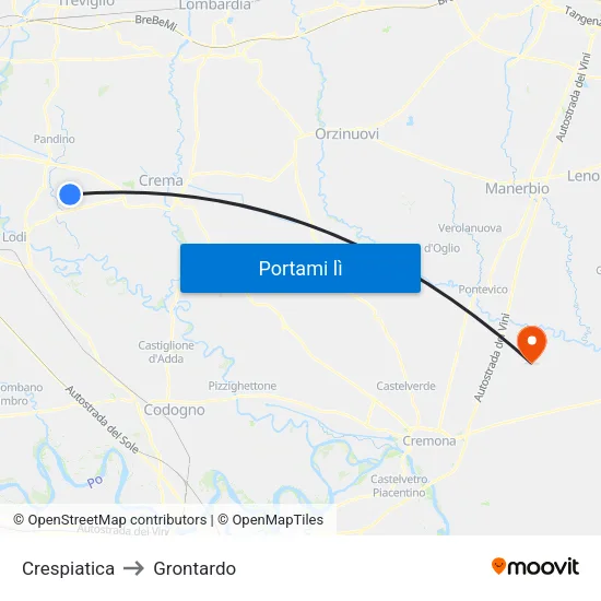 Crespiatica to Grontardo map
