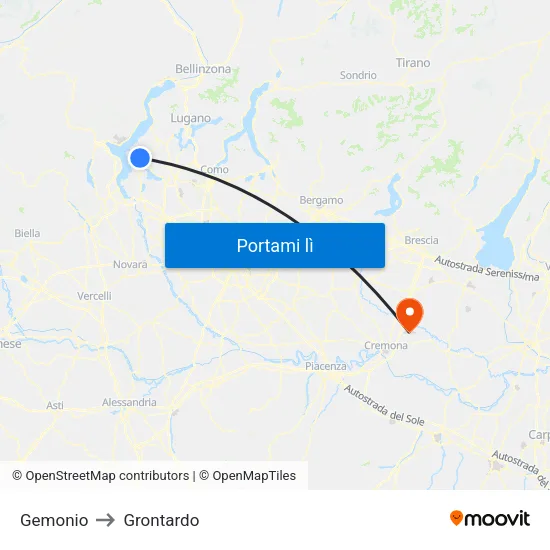 Gemonio to Grontardo map