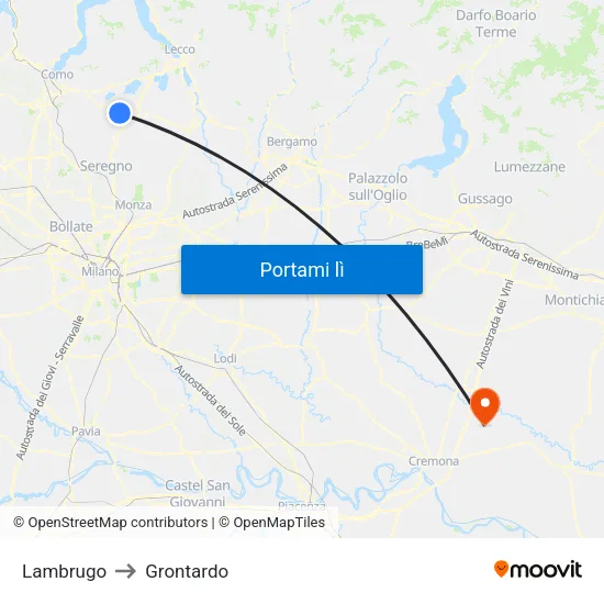 Lambrugo to Grontardo map