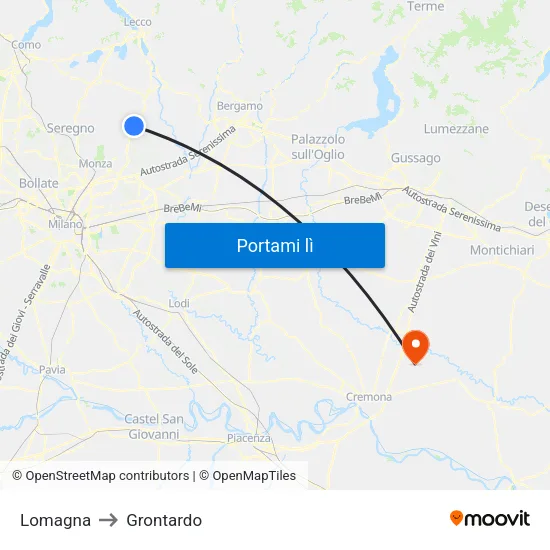 Lomagna to Grontardo map