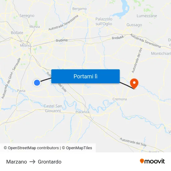 Marzano to Grontardo map