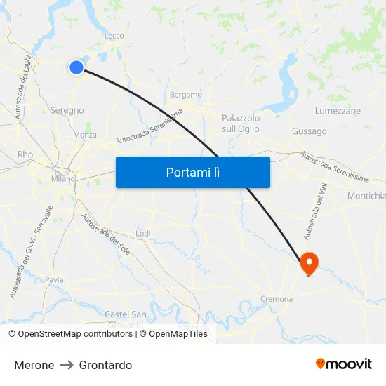 Merone to Grontardo map