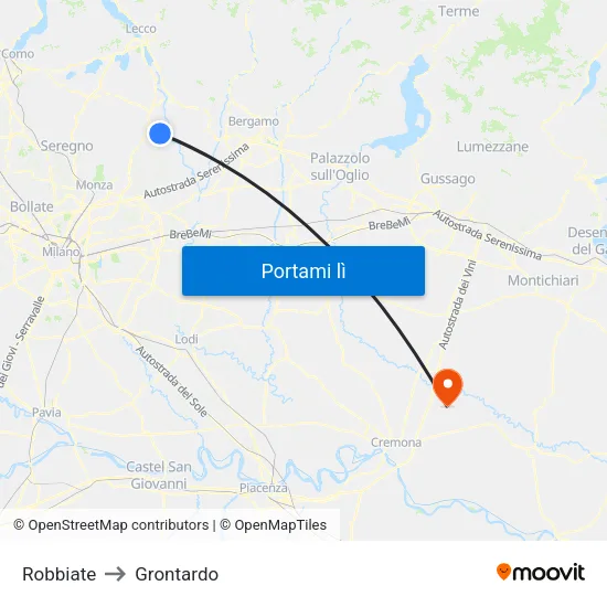 Robbiate to Grontardo map