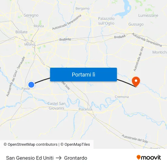San Genesio Ed Uniti to Grontardo map
