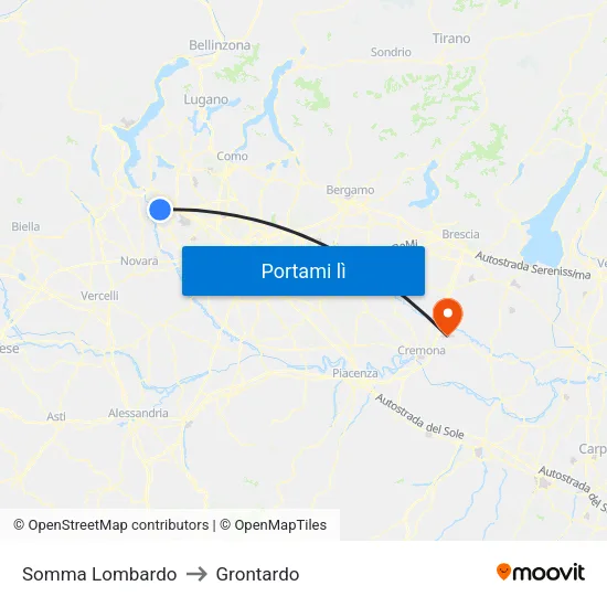 Somma Lombardo to Grontardo map