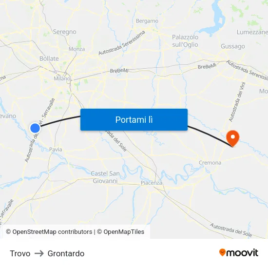 Trovo to Grontardo map